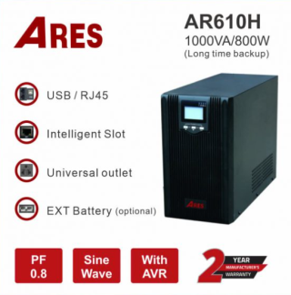 BỘ LƯU ĐIỆN (UPS) ARES 1000VA/800W, Long backup, (AR610H)