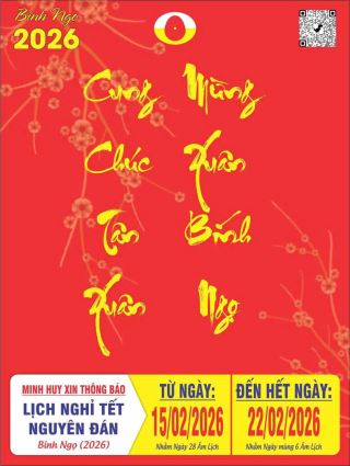 minh huy thong bao lich nghi tet binh ngo 2026